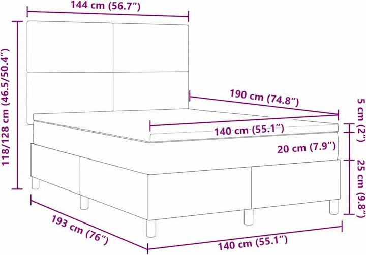 Produktbild vidaXL Boxspringbett (190 x 140 cm)