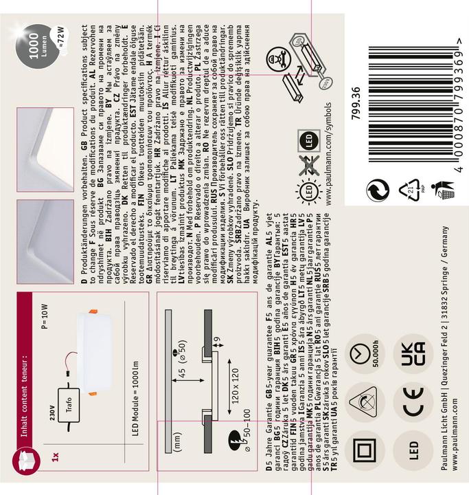 Productafbeelding Paulmann Armaturen Veluna VariFit Edge (1000 lm)