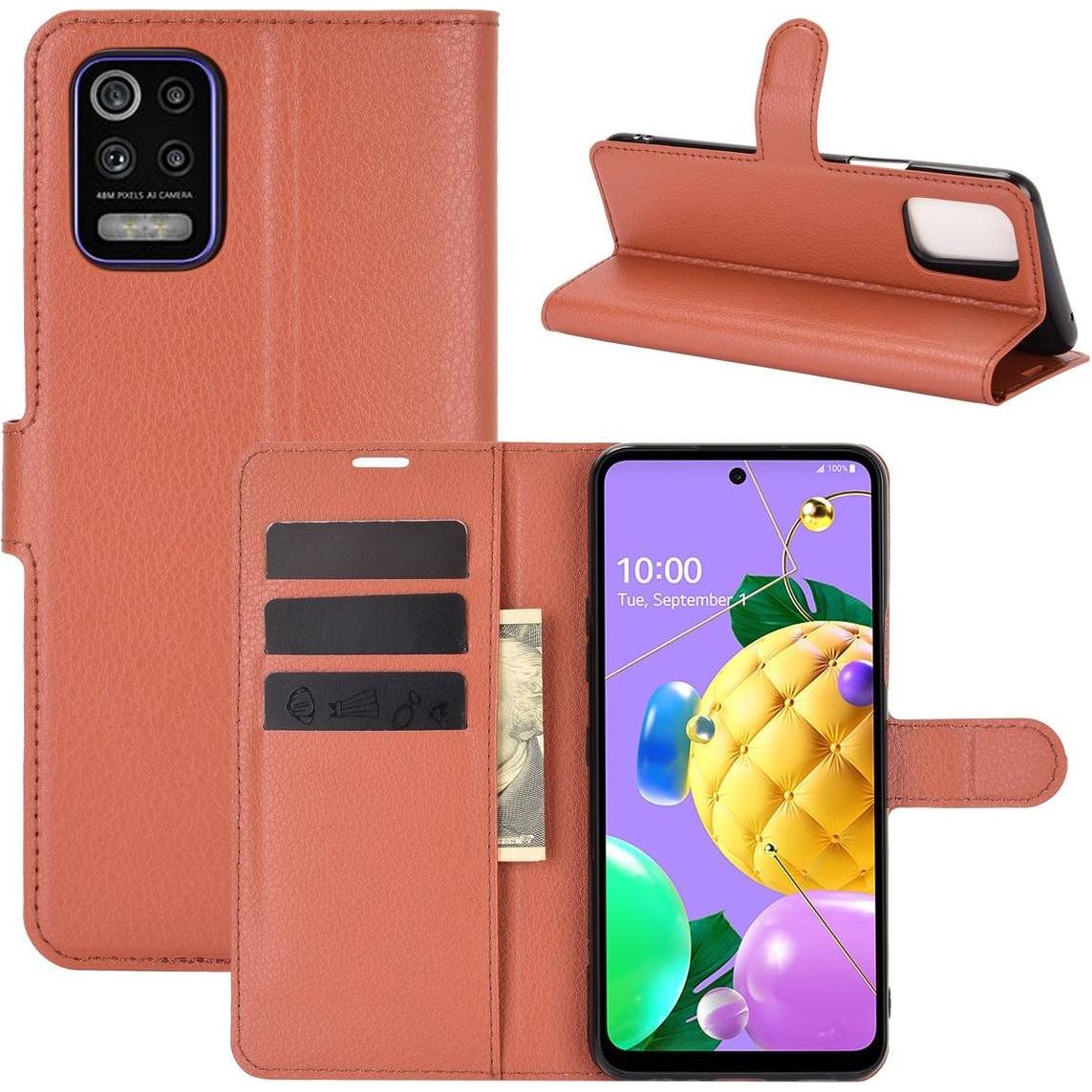 König Design Hülle Handy Schutz für LG K52 Case Flip Cover Tasche Etuis Wallet Bumper Braun (LG K52), Smartphone Hülle, ...