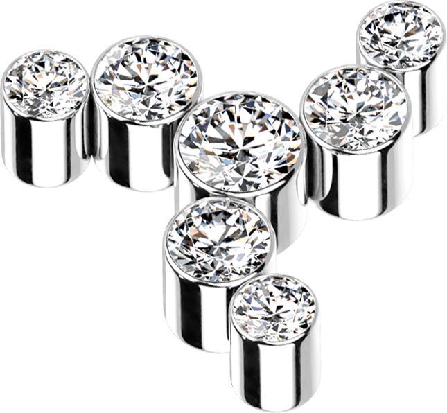 Produktbild Star Piercing Dermal Anchor silber Windrad sieben Kristalle silber (Titan, ohne Messing)