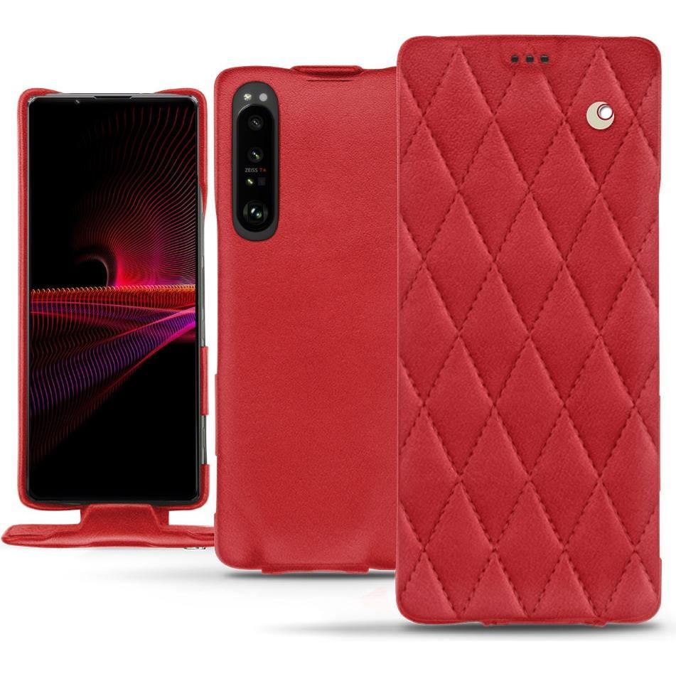 Noreve Lederschutzhülle vertikal (Sony Xperia 1 III), Smartphone Hülle, Rot