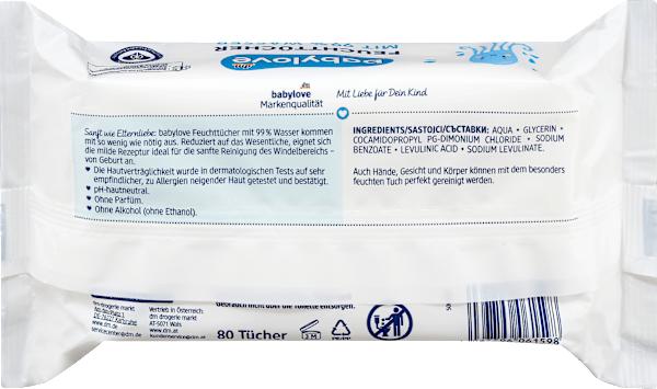 Nutritional values and ingredients dm babylove Wet wipes (320 Piece)