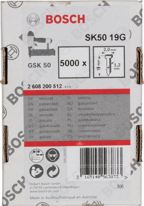 Productafbeelding Bosch Professional Zubehör Verzonken pen SK50 19G, 1,2 m