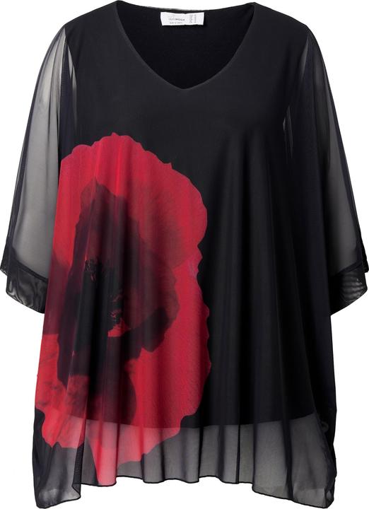 Produktbild Miamoda Mesh-Bluse, oversized, Blumendruck, blickdichtes Jerseytop (42, 44)