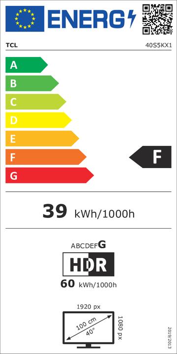 Energie-Label TCL 40S5K (40", QLED, Full HD, 2025)