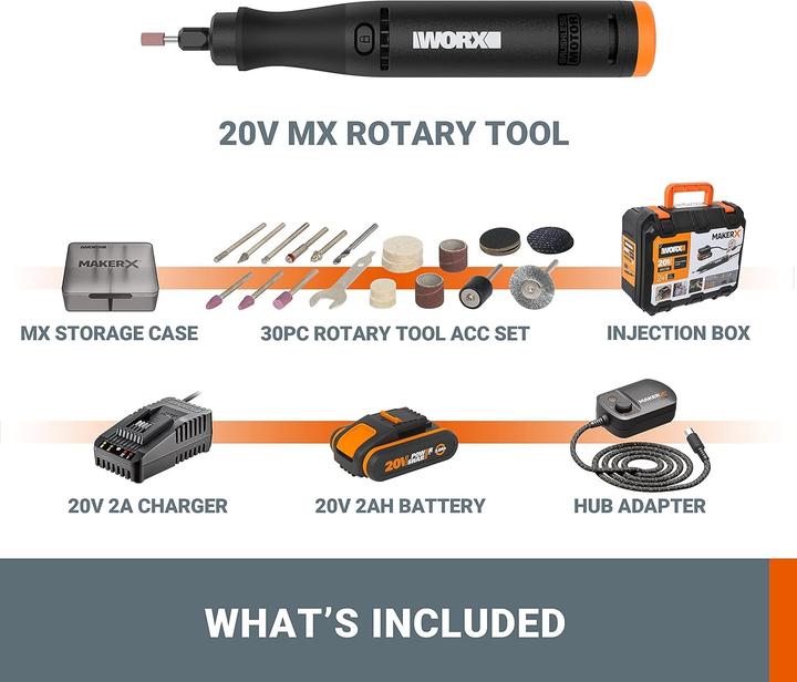 Produktbild Worx MakerX - Multifunktionswerkzeug WX739 inkl. HubX Akku-Adapter WA7161 20V + Akku (2.0Ah)