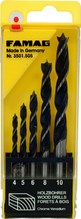 Actual product image Famag Wood twist drill set CV-5tlg (4 mm, 5 mm, 6 mm, 8 mm, 10 mm)