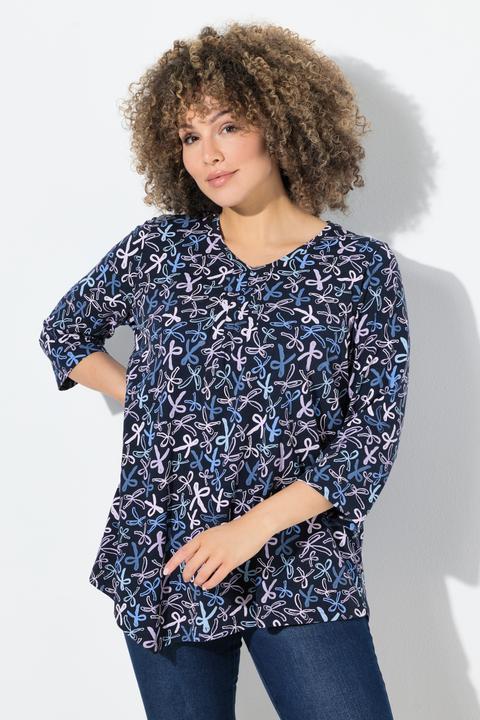 Immagine prodotto Ulla Popken Maglia dal taglio svasato con pieghe decorative, scollo a V e maniche a 3/4 (62)