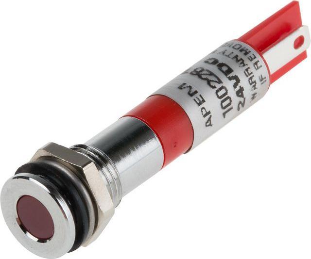 Produktbild RS PRO 8mm flush low current LED, red 24Vdc