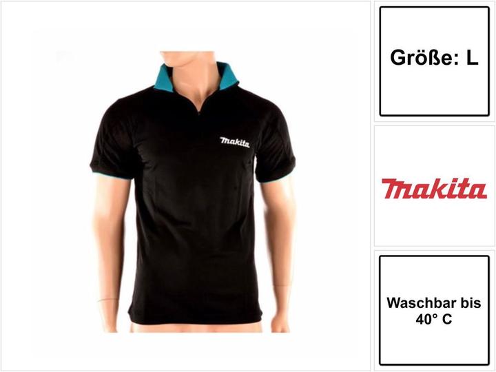 Produktbild Makita Polo Rugby Shirt T-Shirt Grösse L 100% Baumwolle ( 98P184 ) Farbe schwarz (L)