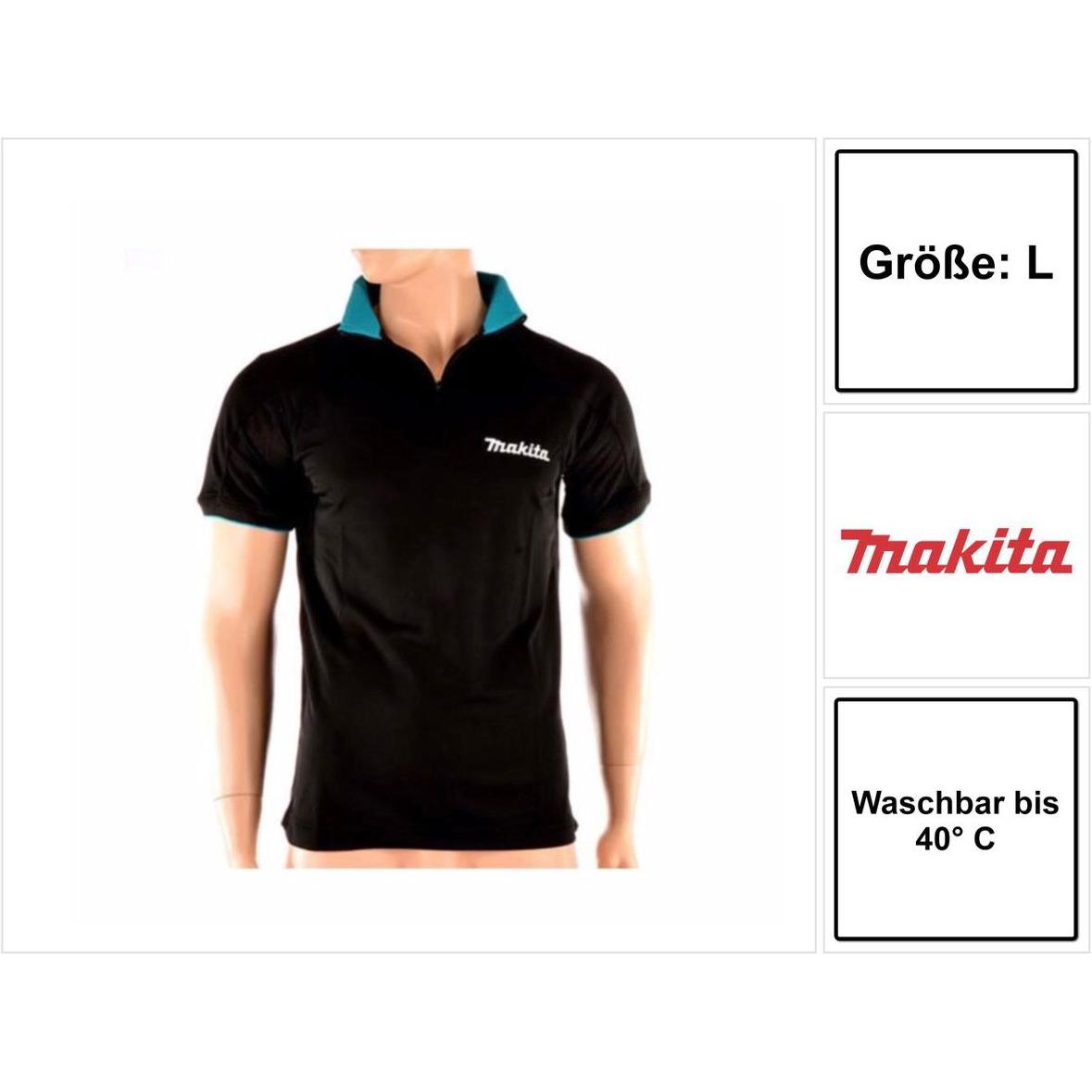 Thumbnail - Makita, Herren, Shirt, Polo Rugby Shirt T-Shirt Grösse L 100% Baumwolle ( 98P184 ) Farbe schwarz, Schwarz, (L)
