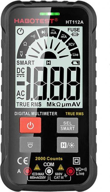 Actual product image Habotest HT112A True RMS Digital Universal Multimeter (CAT III 600V, Handheld multimeter)
