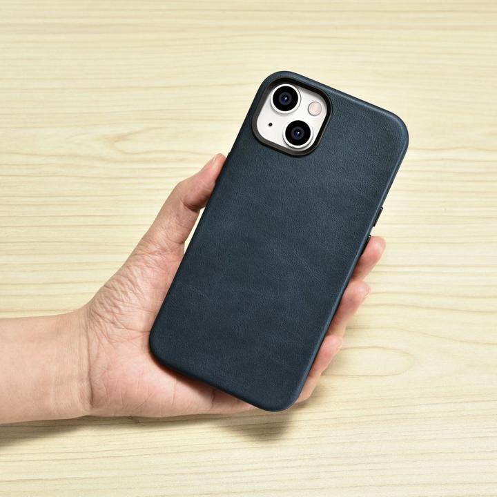 Produktbild iCarer oil wax Premium Ledertasche für iPhone 14 Plus Magnetische Ledertasche mit magSafe dunkelblau (Apple iPhone 14 Plus)