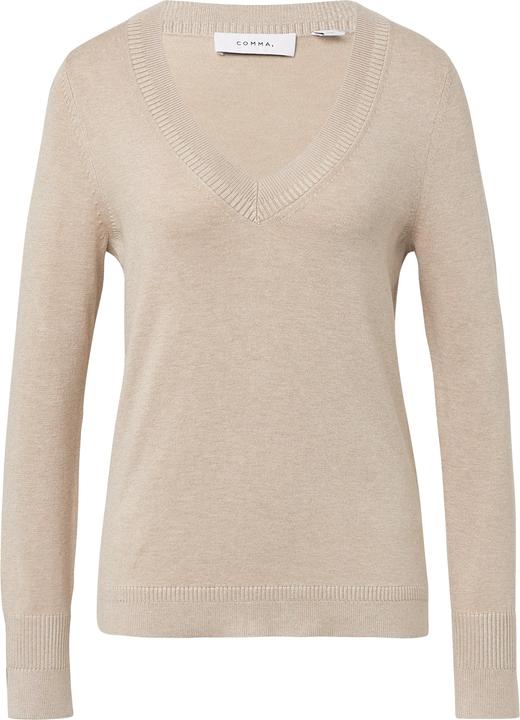 Produktbild Comma Strickpullover Strickpullover mit V-Ausschnitt und Rippdetails (40)
