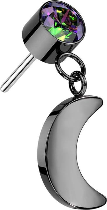 Image du produit Star Piercing Threadless cylindre noir cristal sombre multicolore pendentif lune noire (sans laiton, Titane G23)