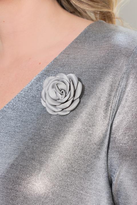 Produktbild Miamoda T-Shirt mit Brosche, A-Linie, Glanz-Jersey, Blütenbrosche (52)