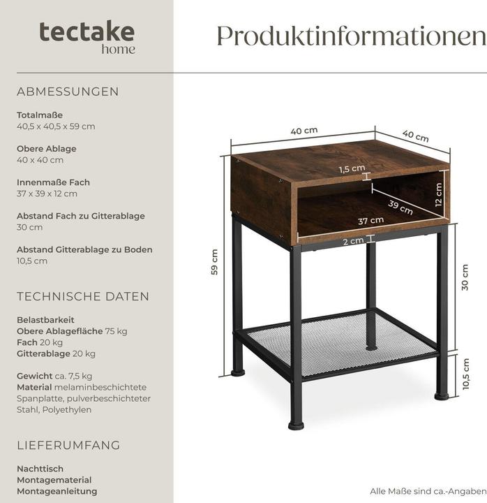 Image du produit tectake Harlow (40.5 x 40.5 x 52.5 cm)
