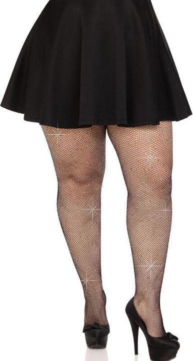 Productafbeelding Leg Avenue Netkousen Met Kristalpatroon, Karamel, Oversized (XXS)