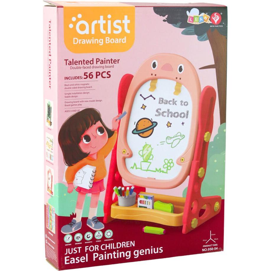 Lean Toys Lean Doppelseitige Magnettafel Pinguin Spiel Set Zubehör 56El Rosa