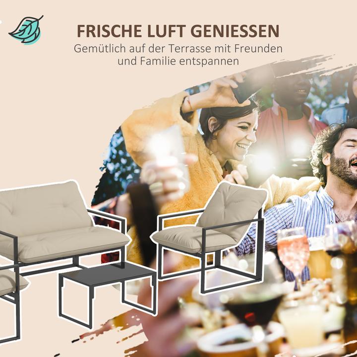 Produktbild Outsunny Gartenmöbel-Set Stahl, Polyester Grau+Beige