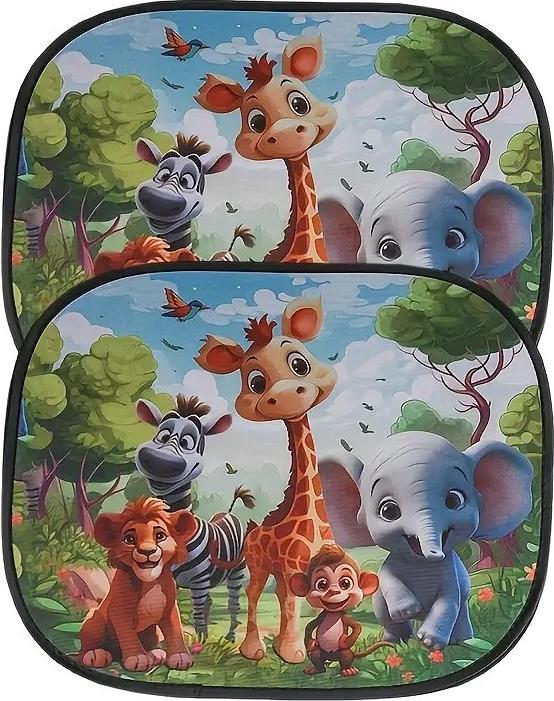 ASMI Auto Sonnenschutz für Kinder – 2 Stück Safari-Tiere