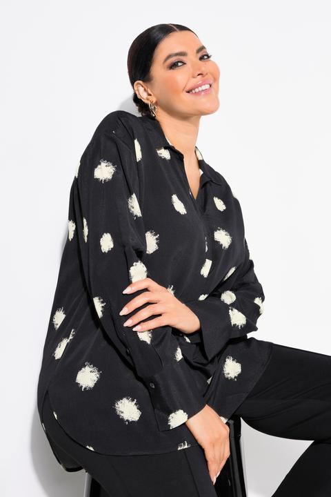 Actual product image Ulla Popken Abstract Polka Dot Long Sleeve Blouse (54)