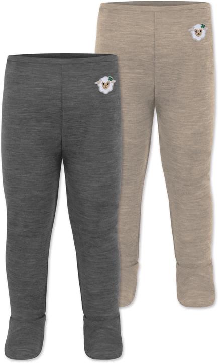 Normani 2er Pack Baby Merino Unterhose mit Füssen - 9539