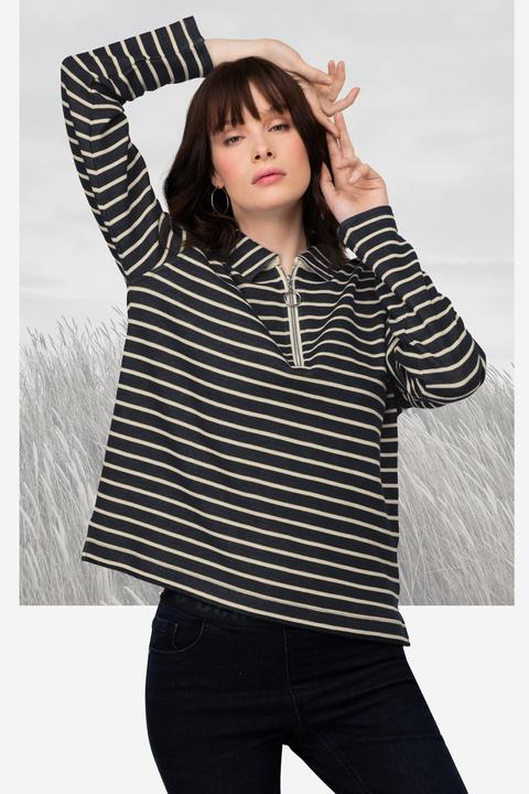Produktbild Laurasøn Sweatshirt, Ringel, Polokragen, Langarm (M)