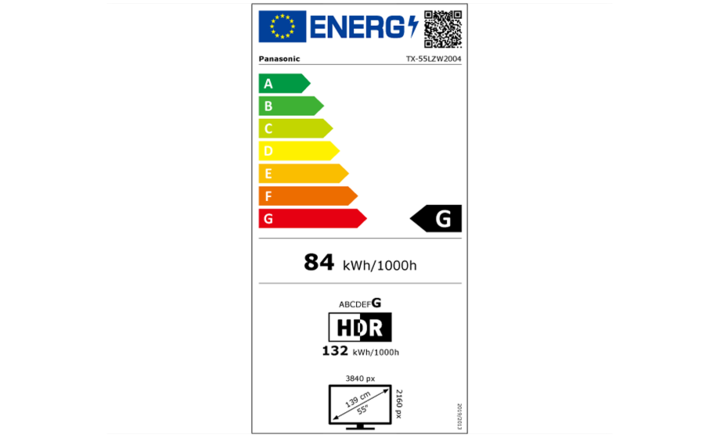 Etichetta energetica Panasonic TX-55LZW2004 (55", OLED, 4K)