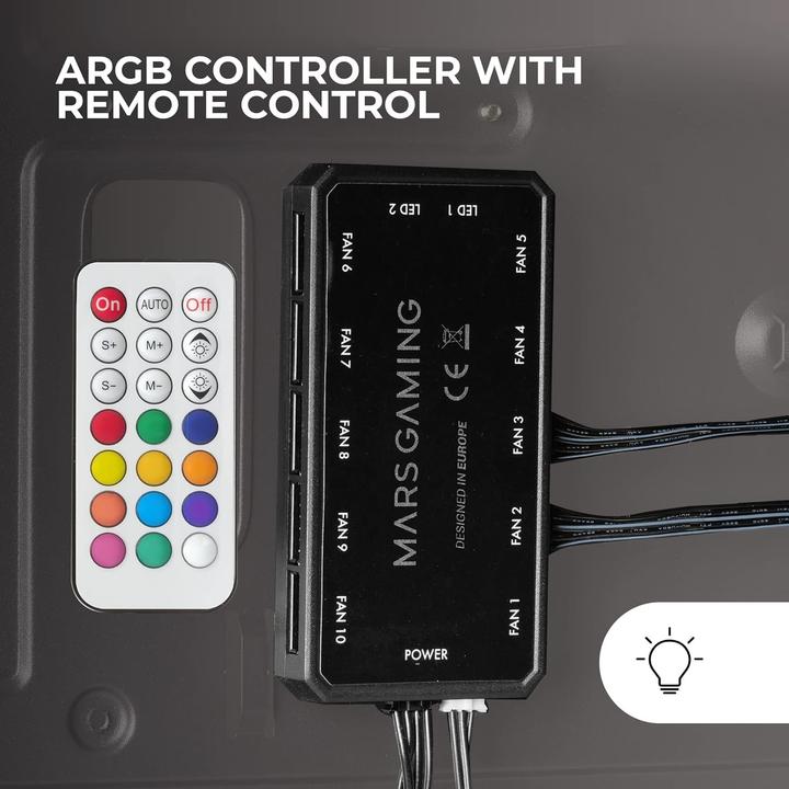 Produktbild Mars Gaming Boitier Moyen Tour E-Atx Mc-Kx RGB Avec Panneau Vitré (Noir) (ATX, E-ATX, mATX, Mini-ITX)