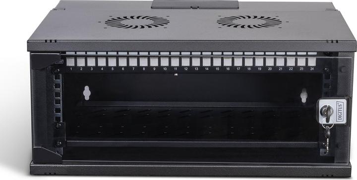 Actual product image Digitus 19" network set, 4U wall-mounted housing and accessories, black SOHO PRO version (4 RU, 19 inch rack)