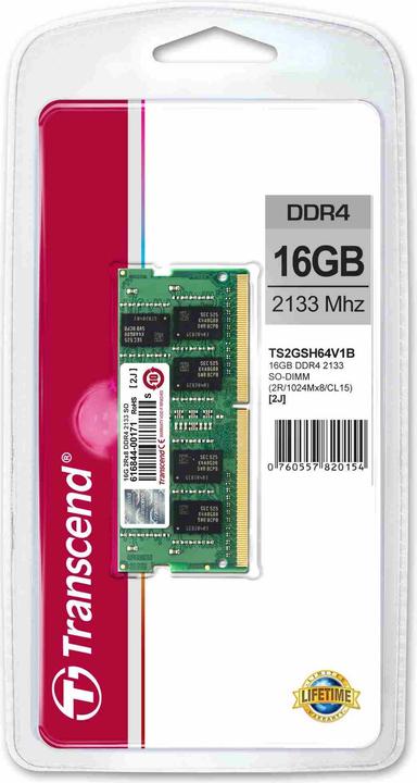 Actual product image Transcend Ts2gsh64v1b (2 x 8GB, 2133 MHz, DDR4-RAM, SO-DIMM)