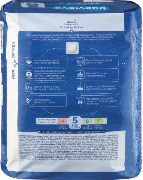 Produktbild dm babylove Pants Premium (Gr. 5, Tragepack, 20 Stück)