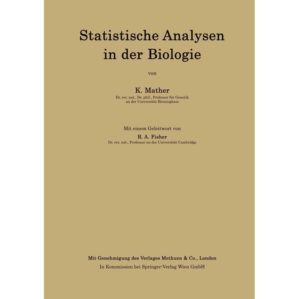 Statistische Analysen in der Biologie, Fachbücher von Kenneth Mather