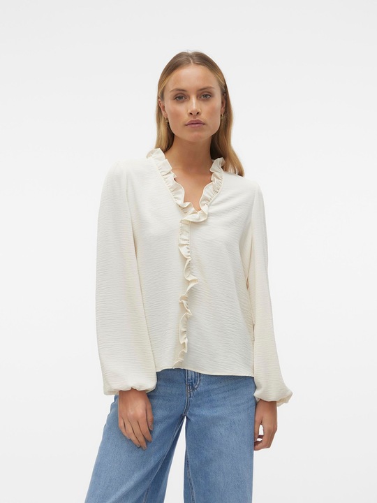 Immagine prodotto Vero Moda Vestibilità regolare Scollo a V Polsini elasticizzati Taglio voluminoso delle maniche Top Camicetta (XL)