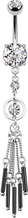 Image du produit Star Piercing Banane argent avec pendentif chaînes et barres noires (Acier chirurgical 316L, sans laiton)