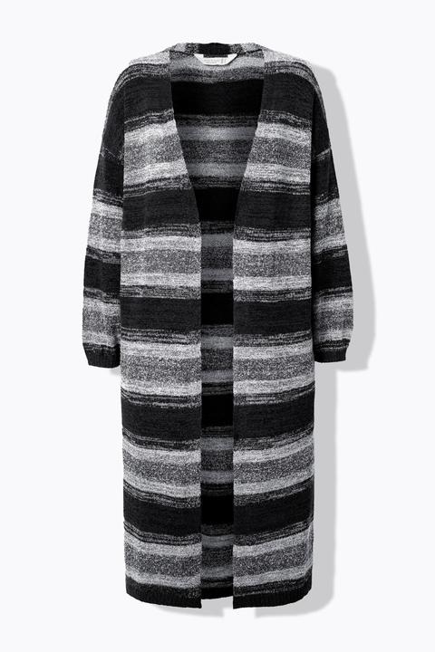 Produktbild Janet & Joyce Strickjacke, extra lang, offene Form, Blockstreifen (60)