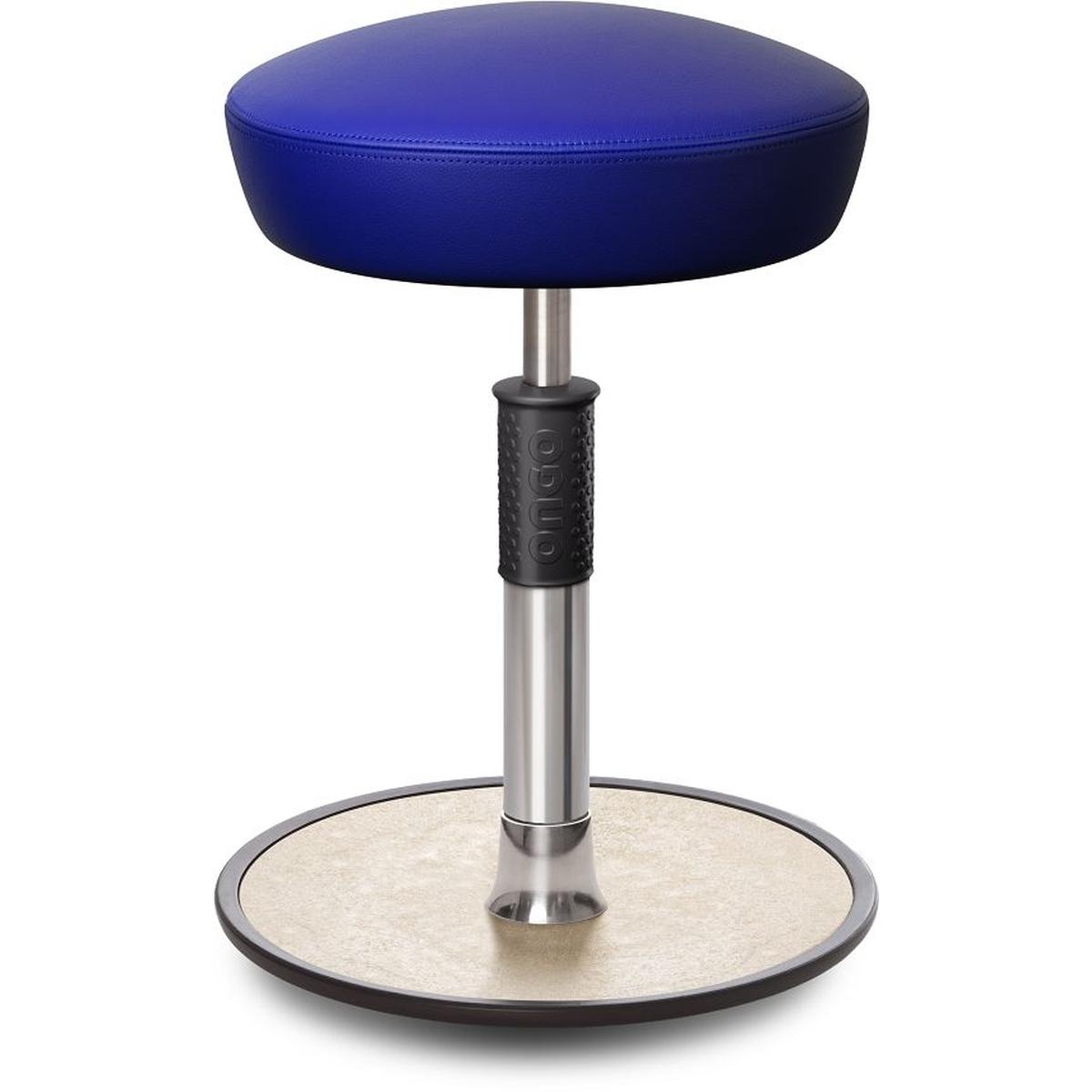 Ongo, Bürostuhl, Sitz- Stehhocker Free Regular Hutsitz Boxmark Leder blau chrom /cremeweiss
