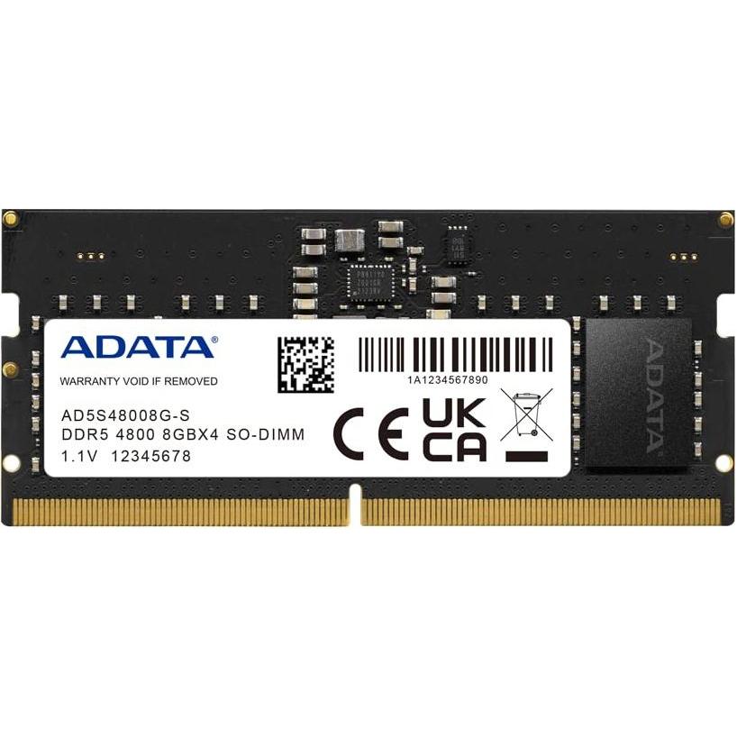 Adata AD5S48008G-S Speichermodul GB DDR5 ECC (1 x 8GB, 4800 MHz, DDR5-RAM, SO-DIMM), RAM, Schwarz