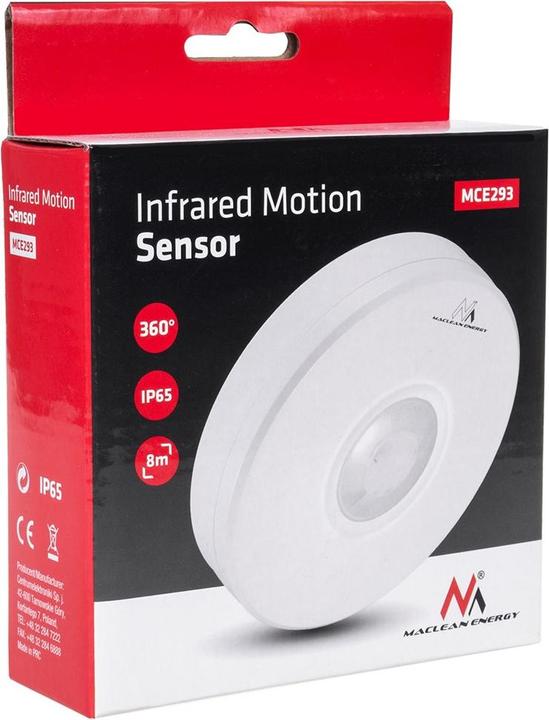 Image du produit Maclean Détecteur extérieur de mouvement infrarouge 360° MCE293 (Blanc) (8 m)