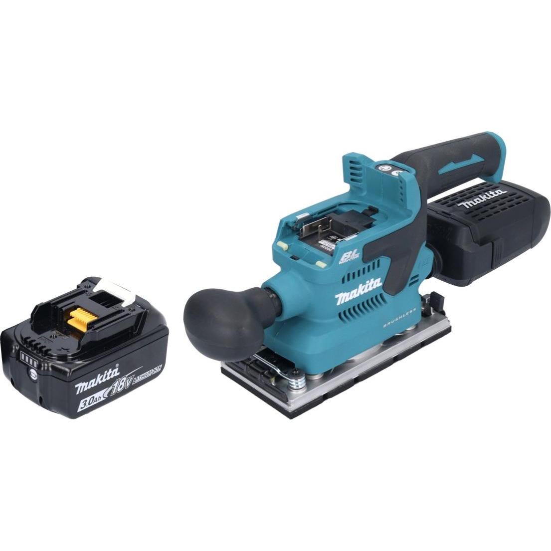 Thumbnail - Makita, Schleifmaschine + Poliermaschine, DBO 382 F1 Akku Schwingschleifer 18 V 93 x 185 mm Brushless + 1x Akku 3,0 Ah -...