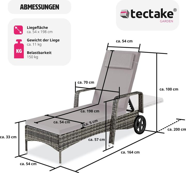 Image du produit tectake Sonnenliege (200 cm)