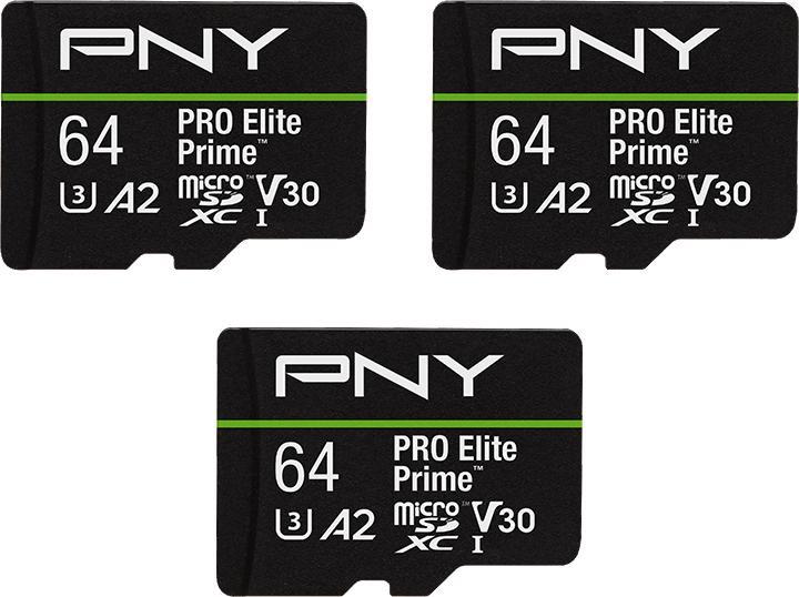 Actual product image PNY PRO ELITE PRIME 64GB X3 (64 GB, microSDXC, U3, UHS-I)