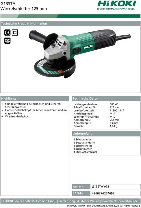 Produktbild Hikoki Winkelschleifer (125 mm)