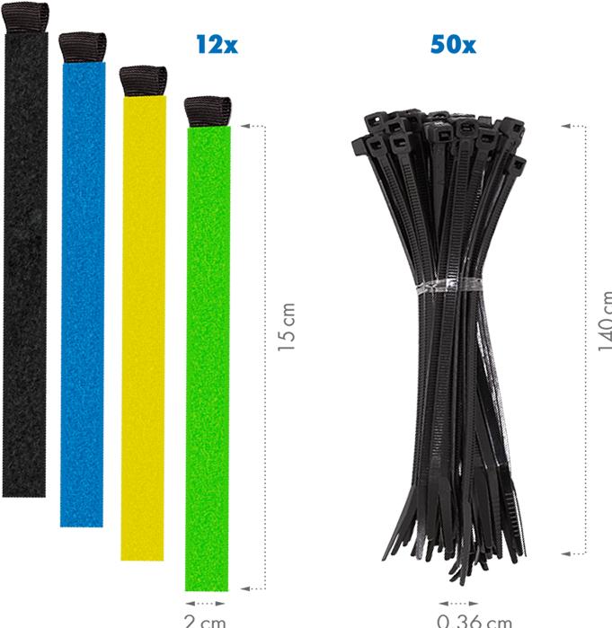 Image du produit LogiLink Kabel-Organisations-Set in einer Box, 8-Artikel, 128 Stk., gemischtfarbig