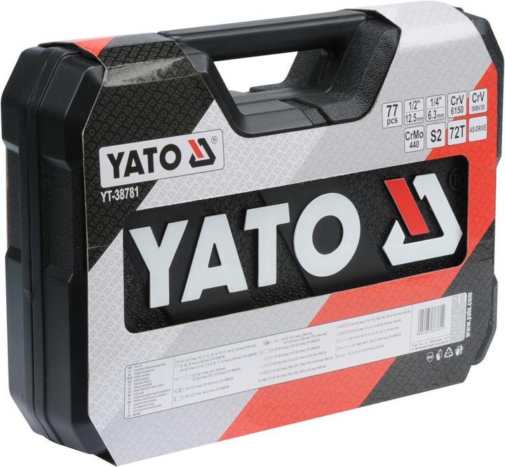 Actual product image Yato SOCKET SET 14 & 12 77PCS (1/2", 1/4")
