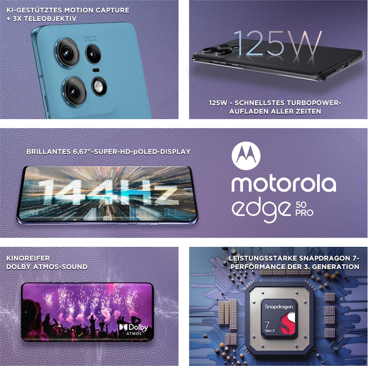Produktbild Motorola Moto Edge 50 Pro (512 GB, Caneel Bay, 6.67", 50 Mpx, 5G)