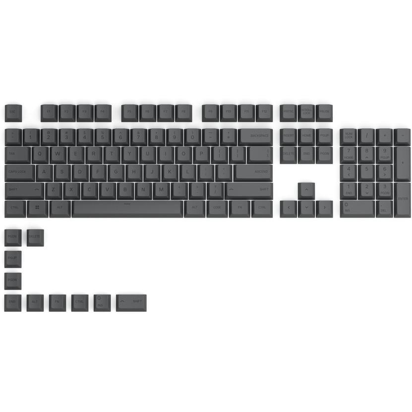 Glorious PC Gaming Race GPBT Keycaps - 115 PBT Tastenkappen, ISO, NO-Layout, Black Ash, Keycaps, Grau