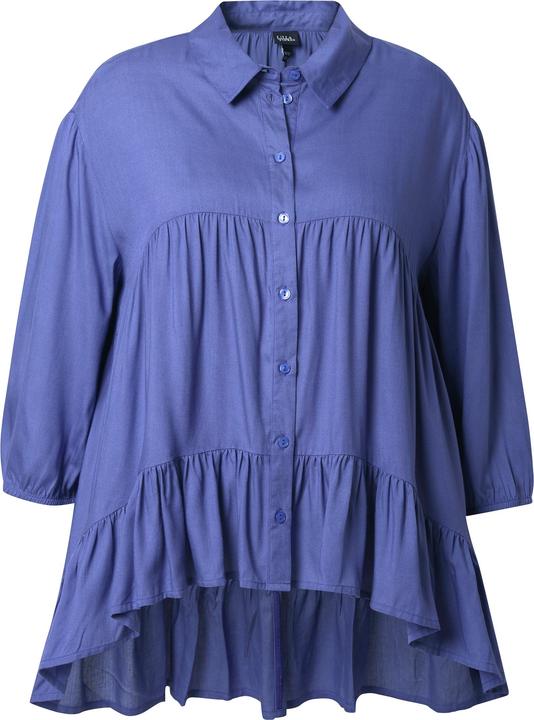 Immagine prodotto Ulla Popken Blusa dal taglio svasato con orlo con volant, collo da camicia e maniche a 3/4 (54)