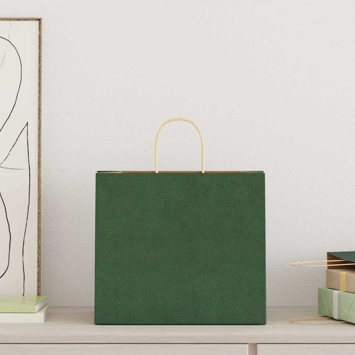Actual product image VidaXL Kraft paper bags 50 pcs. with handle green 45x17x48 cm paper bag (Gift bag, 50 x)